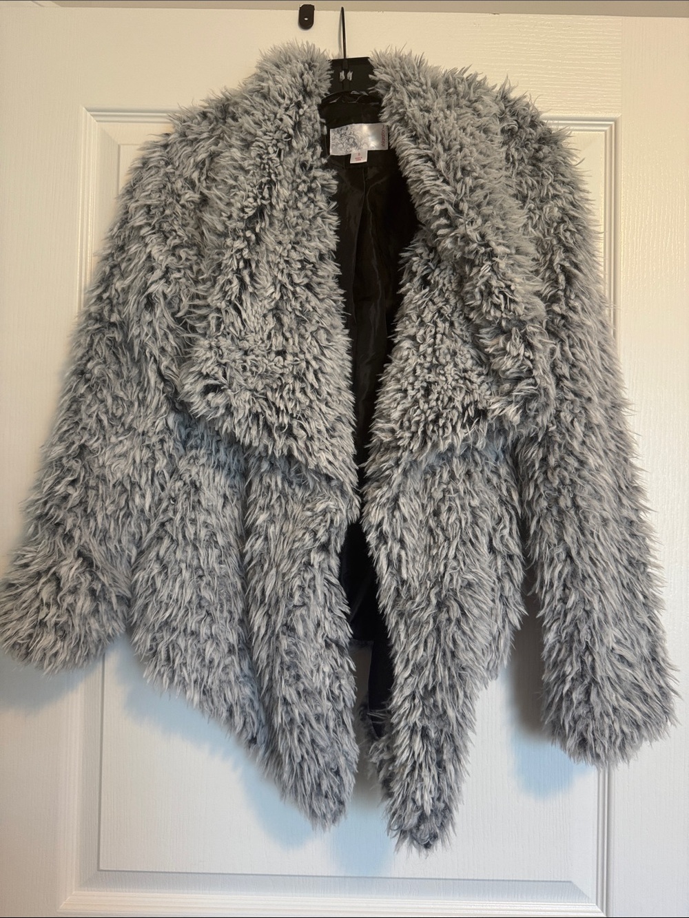Faux Fur Open-Front Jacket - Gray